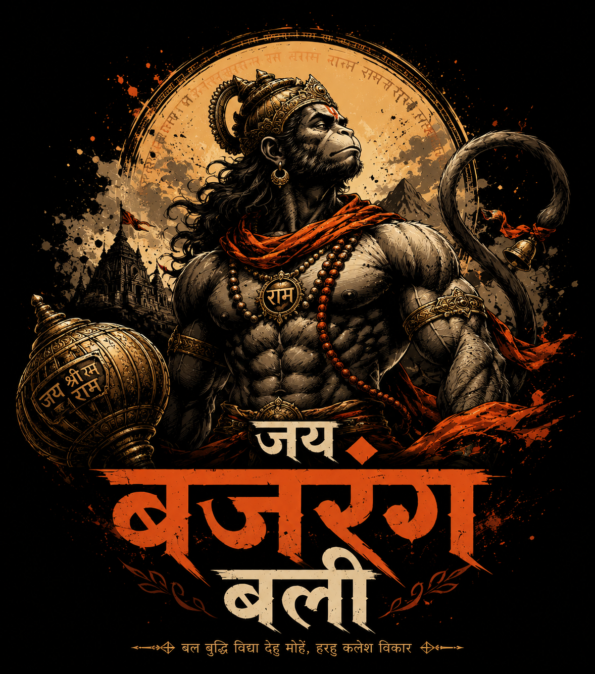 Bajrangbali black oversized tshirt.